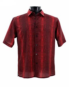 Bassiri Uomo Men's Fashion Print Short Sleeve Sport Shirt 65381 Red