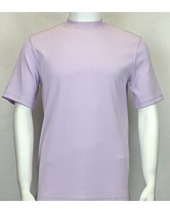 Bassiri Log-In Uomo Men's Short Sleeve Ribbed Knit Mock Neck Tee Shirt 218 Lilac