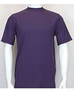 Bassiri Log-In Uomo Men's Short Sleeve Ribbed Knit Mock Neck Tee Shirt 218 Purple