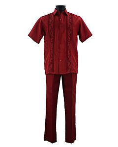 Bassiri Uomo Men's Walking Leisure Suit 2 Piece Set A142 Red