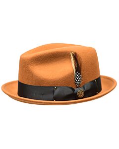 Bruno Capelo Hats BB Blues Brothers Australian Wool Fedora Burnt Orange