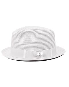 Bently Hats Al Aldo Natural Braid Fedora  White/Black
