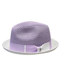Bently Hats EN Enzo Natural Braid Fedora  Lavender/White