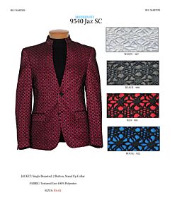 Blu Martini 9540 Jaz SC Textured Geometric Modern Fit Sport Coat Red