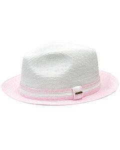 Bruno Capelo Hats AN Antonio Natural Braid Fedora Pink/White
