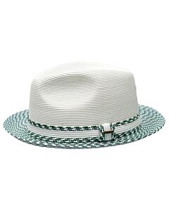 Bruno Capelo Hats AN Antonio Natural Braid Fedora White/Emerald