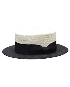 Bruno Capelo Hats BC Boater 2 Tone Natural Straw Fedora White/Black