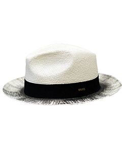 Bruno Capelo Hats CT Castro Natural Shantung Straw Fedora White/Black