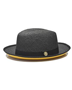 Bruno Capelo Hats EM Empire Natural Straw Fedora Black/Gold