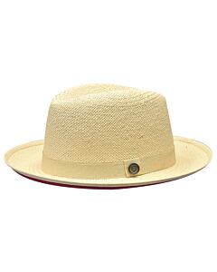 Bruno Capelo Hats EM Empire Natural Straw Fedora Natural/Burgundy