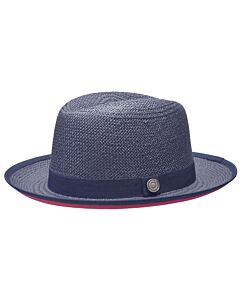 Bruno Capelo Hats EM Empire Natural Straw Fedora Navy/Burgundy