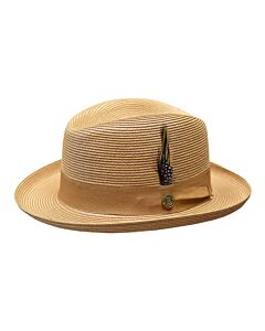 Bruno Capelo Hats GF Godfather Natural Polybraid Homburg Fedora Cognac/Brown