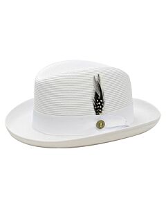 Bruno Capelo Hats GF Godfather Natural Polybraid Homburg Fedora White