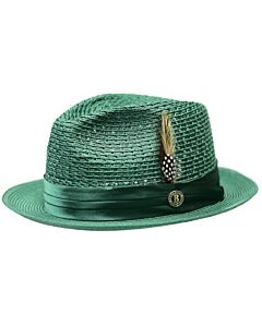 Bruno Capelo Hats JU Julian Natural Braid Fedora Emerald