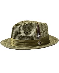 Bruno Capelo Hats JU Julian Natural Braid Fedora Olive