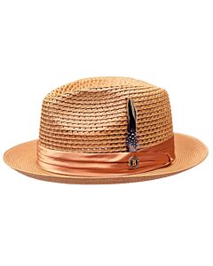 Bruno Capelo Hats JU Julian Natural Braid Fedora Cognac/Whiskey