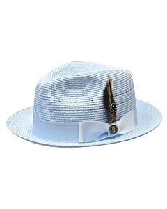 Bruno Capelo Hats RI Ricardo Natural Braid Fedora  Light Blue/White