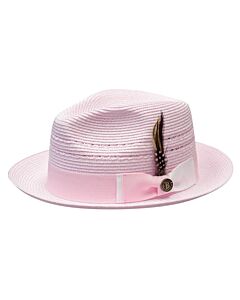 Bruno Capelo Hats RI Ricardo Natural Braid Fedora  Pink/White