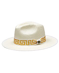 Bruno Capelo Hats VA Valentino Natural Straw Fedora White/Gold