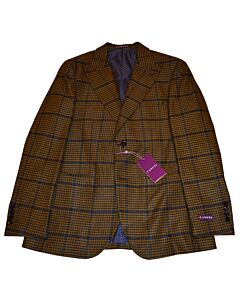 Canuti Men's Gold/Navy Houndstooth Modern Fit Sport Coat C-615 Dario