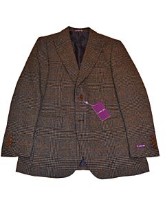 Canuti Men's Brown/Navy Plaid Modern Fit Sport Coat C-814 Sandro