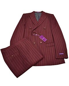 Canuti Burgundy Pin Stripe Modern Fit Double Breasted Suit C-157 Peter