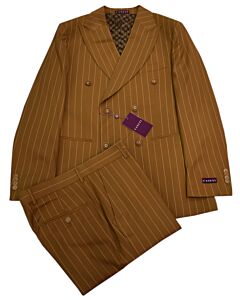 Canuti Light Brown Pin Stripe Modern Fit Double Breasted Suit C-347 Cedro