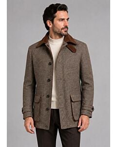 Canuti Luxury Wool Herringbone Field Coat CL-432 Berkley Brown