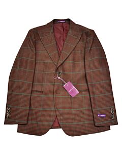 Canuti Men's Burgundy/Teal Houndstooth Modern Fit Sport Coat C-614 Dario