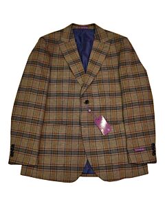 Canuti Men's Oatmeal Plaid Modern Fit Sport Coat C-123 Pisano