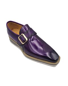 Carrucci Men's Dress Shoe Plain Toe Monk Strap KS515-38P Purple