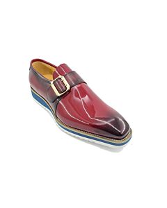 Carrucci Men's Dress Shoe Plain Toe Monk Strap KS515-38P Red