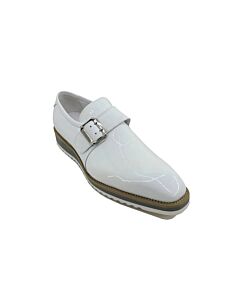 Carrucci Men's Dress Shoe Plain Toe Monk Strap KS515-38P White