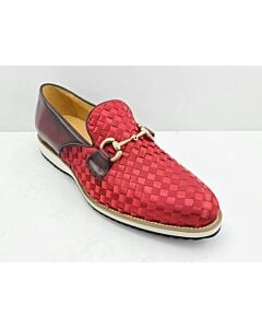 Carrucci Men's Dress Shoe Slip-On Bit Strap Loafer KS528-12F Burgundy