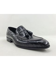 Carrucci Men's Dress Shoe Gator Print Tassel Loafer KS503-66 Black