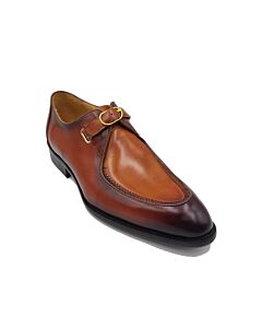 Carrucci Men's Dress Shoe Moc Toe Loafer Monk Strap KS479-12 Cognac