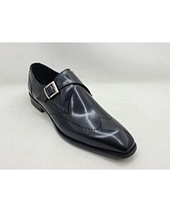 Carrucci Men's Dress Shoe Plain Toe Monk Strap KS509-42 Black