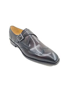Carrucci Men's Dress Shoe Plain Toe Monk Strap KS509-42 Chestnut
