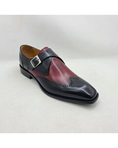 Carrucci Men's Dress Shoe Plain Toe Monk Strap KS509-42T Burgundy/Black
