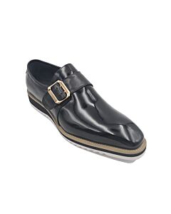 Carrucci Men's Dress Shoe Plain Toe Monk Strap KS515-38P Black