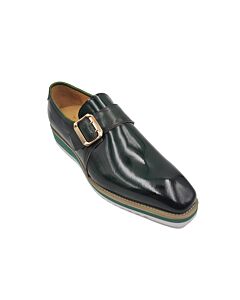 Carrucci Men's Dress Shoe Plain Toe Monk Strap KS515-38P Olive