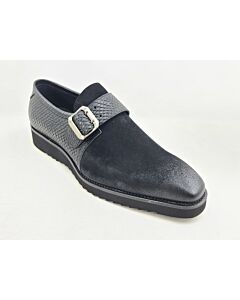 Carrucci Men's Dress Shoe Plain Toe Monk Strap KS518-02SC Black