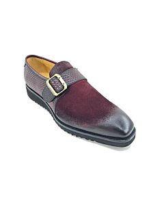 Carrucci Men's Dress Shoe Plain Toe Monk Strap KS518-02SC Burgundy