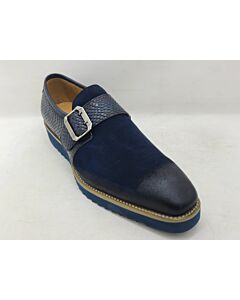 Carrucci Men's Dress Shoe Plain Toe Monk Strap KS518-02SC Navy