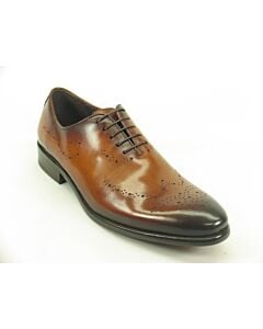 Carrucci Men's Dress Shoe Plain Toe Oxford KS886-731 Cognac