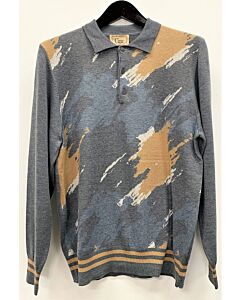  Cigar Couture Men's Polo Knit Long Sleeve Sweater Shirt P-225 Charcoal