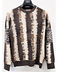Cigar Couture Men's Chenille Crew Neck Sweater SC-432 Brown