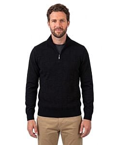 Cigar Couture Signature Tonal Square 1/4 Zip Mock Neck Sweater MZ-646 Black