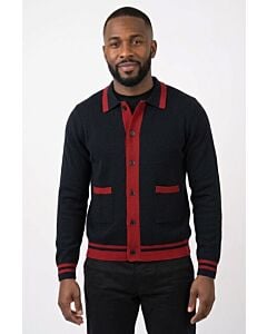 Cigar Couture Signature Knit Cardigan Sweater Shirt KS-655 Black