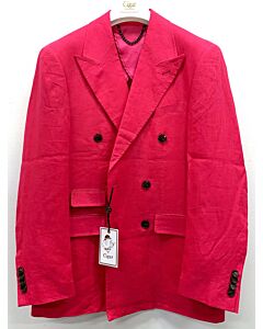 Cigar Couture Signature Linen Double Breasted Sport Coat J-5927 Fuschia